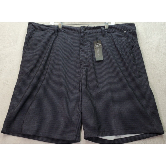 Distortion Shorts Men Size 46 Gray Stripe Stretch Polyester Pockets Tailored Fit - Picture 1 of 8